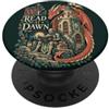 Renaissance Medieval Humor Fantasy Dragon Reader Amante dei libri che legge all'alba PopSockets PopGrip Adesivo