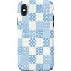Checkered Patchwork Pattern - Vintage Gi Custodia per iPhone X/XS Motivo a pois scozzese patchwork a scacchi blu