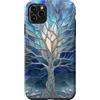 Snowy Winter Tree - Nature Lover Gifts Custodia per iPhone 11 Pro Max Motivo a mosaico macchiato per amanti della natura della foresta innevata invernale