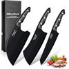 Dream Reach Set 3 Coltelli da Cucina per Carne Verdura | Affilato, Acciaio Inossidabile ad Alto Tenore di Carbonio, Manico in Legno Ergonomico,
