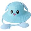 kowaku Cappello di paglia Cappellino Cappello da sole Protezione carina con orecchie Cappello da protezione solare in movimento Cappellino da, Blu