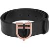 Equestro Cintura in cuoio logato black e fibbia rosegold