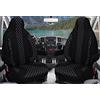 BREMER SITZBEZÜGE Set di 2 coprisedili per piloti, compatibili con camper, Ducato Bürstner Hymer Pössl Laika Fendt, set di 2 coprisedili con braccioli in nero/bianco, cuciture bianche WPL408