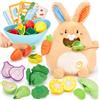 hahaland Gioco Cucina Bambini, Cibo Giocattolo in Legno | Frutta e verdura da Tagliare con Velcro, Coniglietto da Nutrire, Cibo Giocattolo per Bambini 18 Mesi+, Gioco di Imitazione