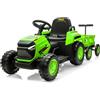 Garvee Trattore Elettrico 12 V per Bambini con Rimorchio Verde | 8 Ruote, Telecomando 2,4G, 3 Velocità, Età da 3 a 8 Anni
