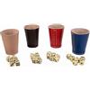 GICO Bicchieri per Dadi in Vera Pelle Standard (9 cm) Colorati con 6 cubi - Set 4 Pezzi -5908