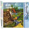Figured'Art Dipingere con i Numeri - Paint by Numbers Van Gogh Case Ad Auvers, Passatempo per Adulti, Kit Completo, Hobby Creativi - Quadri fai da te 40x50cm senza cornice