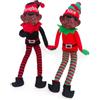 ELVES WITH ATTITUDE® Confezione da 2 35 cm (14) - Elfi neri Naughty e Nice | L'accoppiata natalizia perfetta: peluche con cappello e gambe in vinile e mani si uniscono. Divertimento festoso per tutti.