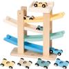 Nene Toys Pista per Macchinine in Legno da 1 anno con 4 Auto - Oceano | Gioco Montessori con 4 auto, struttura in legno FSC® - Causa-effetto, motricità fine e coordinazione mano-occhio da 1 anno