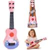 KBIBCK Chitarra per bambini, 42 cm, con 4 corde regolabili (rosa) | Mini ukulele con motivo cervo e tigre, giocattolo musicale, regalo per principianti, ragazzi e ragazze, 3, 4, 5, 6, 7 anni