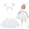 QIZHIQIAMY Set 2 Pezzi Fiocco di Neve - Cerchietto e Gonna Tutu Bianca, Costume Invernale per Bambina, Perfetto per Natale, Feste e Carnevale