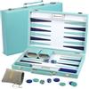 Queensell Set Backgammon Pieghevole, Gioco da Tavolo di Strategia con Pedine, Dadi e Bicchieri, Set Portatile per 2 Giocatori