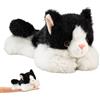 VgxRolq Peluche a forma di gatto, gatto nero e bianco, piccolo palmo, decorazione da scrivania, regalo carino per gli amanti dei gatti, adolescenti e adulti