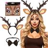 YUEXNKO Cerchietto con Corna di Cervo Donna,3PCS Cerchietto per Capelli con Renna,Costume da Renna Adulti Bambini,Fascia per Capelli con Renna,cerchiett con corna di renna per Carnevale Halloween Natale Festa