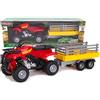 Toyland® Playset Quad e rimorchio da fattoria - Quad a ruota libera in scala 1:16 - Giocattolo agricolo per bambini con rimorchio staccabile - Veicolo agricolo giocattolo rosso
