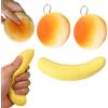 Echehi Set di 3 Giocattoli Squishy a Forma di Pane & Banana | Giocattolo antistress Fidget Sensoriale, Carini giocattoli da schiacciare