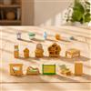 LUVDECO Set di 15 mobili per casa delle bambole, in plastica, effetto legno, mobili in miniatura, per soggiorno, casa delle bambole, accessori, divano, tavolo, armadio, letto, cuscini, decorazione per casa
