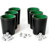 FDKene Set di 6 Dice Cup in Pelle PU con 36 Dadi, Tazze per Dadi Insonorizzate e Portatili con Fodera in Feltro, Set per Giochi da Tavolo, Feste, Bar e Campeggio, Ideale per Yahtzee e Farkle, Nero