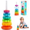 DAJASD Torre Girevole Da Impilare, Giocattolo Arcobaleno Giochi per Bambini | Torre Impilabile Bambini con Anelli E Filettatura a Spirale,Piramide a 6 Dischi Pe Apprendimento Precoce E Sviluppo Cognitivo