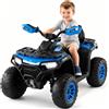 Garvee Quad Elettrico Per Bambini 12V, Telecomando, Doppio Motore, Blu | Bandierina LED sospesa con connessione wireless USB, adatta a bambini dai 3 agli 8 anni, carico massimo 30 kg