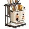 PureBowlic Portautensili compatto con scolapiatti in acciaio al carbonio e struttura in plastica per un uso quotidiano affidabile in cucina (nero)