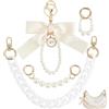 PH PandaHall 4 Pezzi Fascini Borsa Bianchi, Catena di Estensione Sacchetto Acrilico Catena Borsa Perla con Chiusure Rotanti in Lega Elegante Portachiavi Nodo per Decorazione Borsa