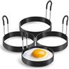 Cossaot 4 Pezzi Stampo per Uovo, 7.5 CM Forma Prin Acciaio, Antiaderenti Macchina per Pancake e Manico Antiscottatura，per Omelette, Involtini di Uova, Frittelle (Nero)