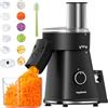 VegeNutrix Grattugia elettrica per formaggio, silenziosa per insalata, affettatrice elettrica 6 in 1 per cucina domestica, contenitore integrato, con blocco di sicurezza, 6 lame e pennello, per zucchine