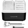 CamperBe Grattugia a scatola con contenitore, pelaverdure e spazzola per la pulizia, grattugia per formaggio in acciaio inox con contenitore e coperchio per uso cucina