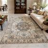 VARIKASHOM Tappeti quadrati, 200 x 200 cm, Moderno orientale Bianco Blu Arancione Grigio Beige, Grande Tappeto quadrato Salotto Camera da Letto, Rugs Moderni Soggiorno a Pelo Corto,
