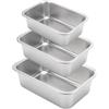 SYUTBOU Set di 3 Pirofile in Acciaio Inox con Maniglie, Teglia Rettangolare per Forno e Barbecue, 27x20x10 cm, 32x22x10 cm, 36x27x10 cm