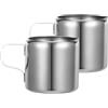 PAMINGONO Bricco Latte 60ml Acciaio Inox 2 Pezzi per Latte e Crema | Tazza per Schiumare Argento, Uso Casa e Picnic, Misura Liquidi, Servizio Salse e Crema