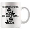Panvola Tazza da caffè con scritta Code Works Why Funny Programmer, idea regalo umoristica per programmatori, programmatori, ingegneri informatici, 325 ml, tazza da caffè bianca