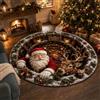Generic Tappeti 3D Illusione Ottica Natale, Tappeti di Natale 3D Tappeto Rotondo | Tappetino con Babbo Natale, pupazzo di neve, gnomi effetto 3D, per soggiorno e camera da letto, decorazione natalizia