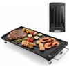GIANTEX 1300W Piastra Elettrica da Tavolo con 2 Piani di Cottura | Griglia Barbecue Elettrica Antiaderente con Temperatura Regolabile, Manici Retrattili e Gambe Pieghevoli, per BBQ e Picnic