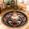 Generic Tappeto con Babbo Natale, regalo tradizionale di Natale con stelle di Natale rosso a pelo basso per interni zerbino rotondo non perde pelo bagno ingresso cucina comodino decorazione 7,6 x 7,6 cm