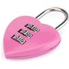 Dwang 1 lucchetto a combinazione a forma di cuore rosa per ragazze e donne, mini password a 3 cifre ripristinabile codice Locker serratura per casa scuola