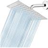 Eolax Soffione doccia a pioggia da 20cm, in acciaio inossidabile 304, flusso d'acqua ad alta pressione, ugelli in silicone autopulenti, facile montaggio a parete/soffitto, finitura cromata