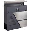 HOMCOM Cassetta postale da parete per esterno 37x10x37cm Grigio scuro | Chiusura silenziosa, cassetta postale da parete, cassetta postale moderna, fessura per giornali, 2 chiavi
