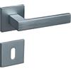 Gavroche Set di maniglie per porte interne in argento opaco cromato, maniglia per porta della camera con rosetta quadrata in alluminio, maniglia a forma di L