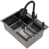 CELTIXS 60 x 45 cm, lavello da cucina in acciaio inox con rubinetti estraibili, lavello singolo da incasso, con cestello sgocciolatoio, dispenser di sapone, per cucina, casa, bar, ristorante, rettangolare