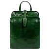 Time Resistance Zaino in pelle convertibile in borsa a tracolla - Italiano pieno fiore lavoro Daybag Messenger Travel Satchel Backpack, Verde