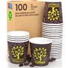 Eurocali 100 Bicchierini in Carta per caffè 65ml Brown Forest Bicchieri Ecologici Biodegradabili Monouso Piccoli Asporto Bevande Calde