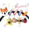 Vicloon Giocattolo a Spirale Passeggino Neonato, Giochi Passeggino Neonati Regalo per 0 3 6 Mesi, Passeggino Educativo Spirale di Peluche Neonato, Volpe Arancione