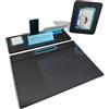Oggettando Set Scrivania in eco pelle PU Nera, 5in1 Organizer con Supp. smartphone, Porta lettere, Porta bigliett, Portacarte ades, Cavaliere person, Sottomano, Portafoto Ufficio, Casa (ACR. CELESTE)