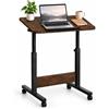 Relaxdays Tavolo Laptop, nero/marrone | regolabile, 67-90 cm, 60x40 cm, rotelle, forma a C, inclinabile, industriale