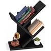 VOUNOT® Libreria ad Albero, Scaffale a 2 Ripiani 30x16x40,5cm, Nero | Porta Libri, Riviste e CD, Libreria Verticale Salvaspazio, Antiribaltamento, per Soggiorno, Camera da Letto e Ufficio