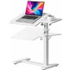 Relaxdays Scrivania regolabile bianca 67,5-102 cm, con ruote nascoste | inclinabile, a C
