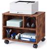 Relaxdays Supporto per stampante, marrone vintage | Con ruote, 3 scomparti, portata 30 kg, HLP: 35 x 40,5 x 30 cm