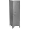 FurnitureR Raccoglitore stile industriale armadio portaoggetti con chiave, armadio chiudibile, mobili da ufficio, 38,2 x 38,2 x 137,3 cm, grigio